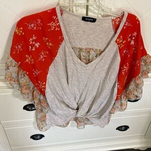 Ruffle Floral Waffle Top